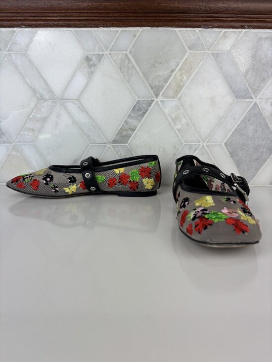 3.1 Phillip Lim Shoes - 36 Phillip Lim ID Flowerworks Mesh Flat Embroidered Floral Square Toe Leather
